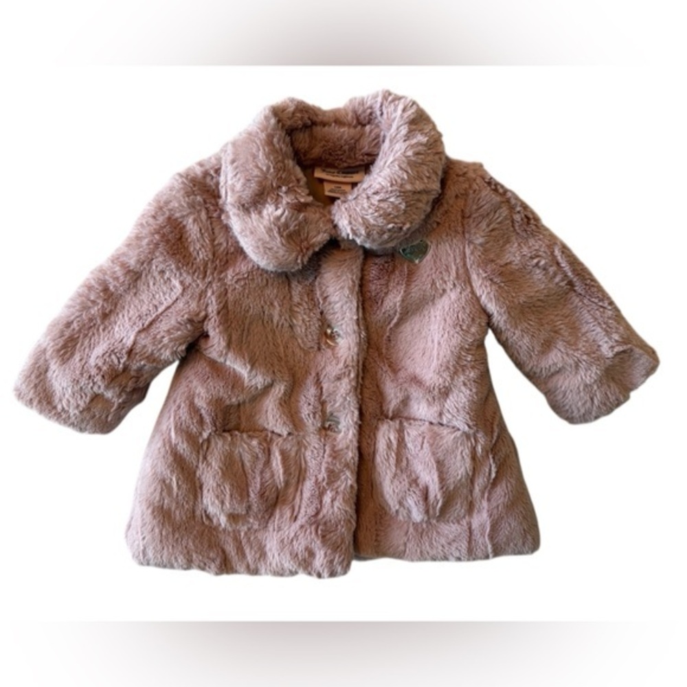 Juicy Couture Baby Girl Faux Fur Coat Dusty Rose Pink 12M